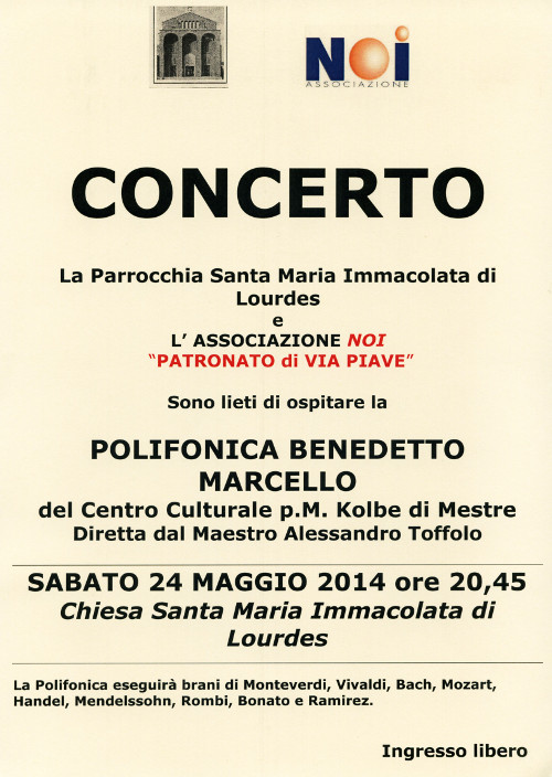 La Polifonica nella chiesa santa Maria Immacolata di Lourdes di Mestre 24 maggio 2014